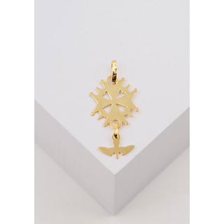 MUAU Schmuck  Pendentif croix huguenote en or jaune 750, 32x15mm 