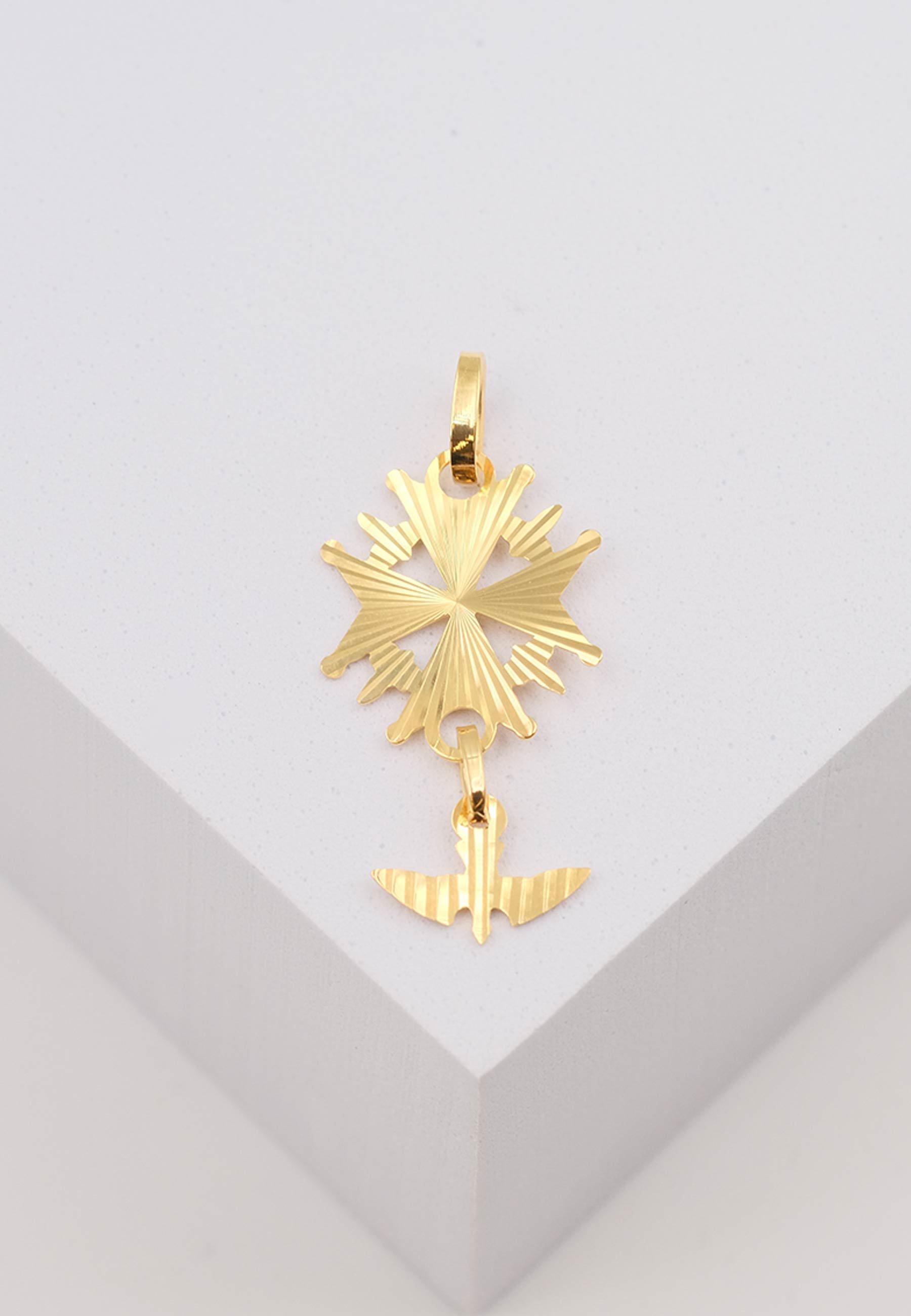 MUAU Schmuck  Pendentif croix huguenote en or jaune 750, 32x15mm 