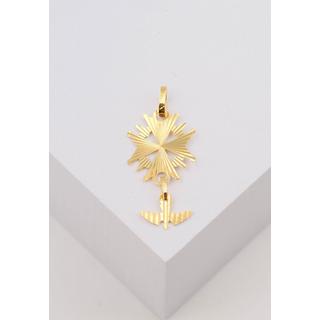 MUAU Schmuck  Pendentif croix huguenote en or jaune 750, 32x15mm 