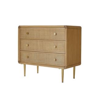 Tikamoon Cassettiera in legno di quercia massello e midollino Come  