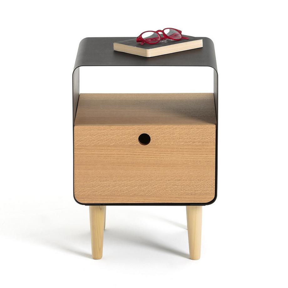 La Redoute Intérieurs Nachttisch mit Eschenfurnier und Stahlmetall  