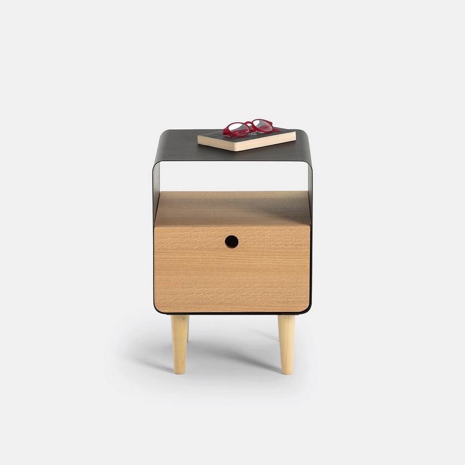 La Redoute Intérieurs Nachttisch mit Eschenfurnier und Stahlmetall  