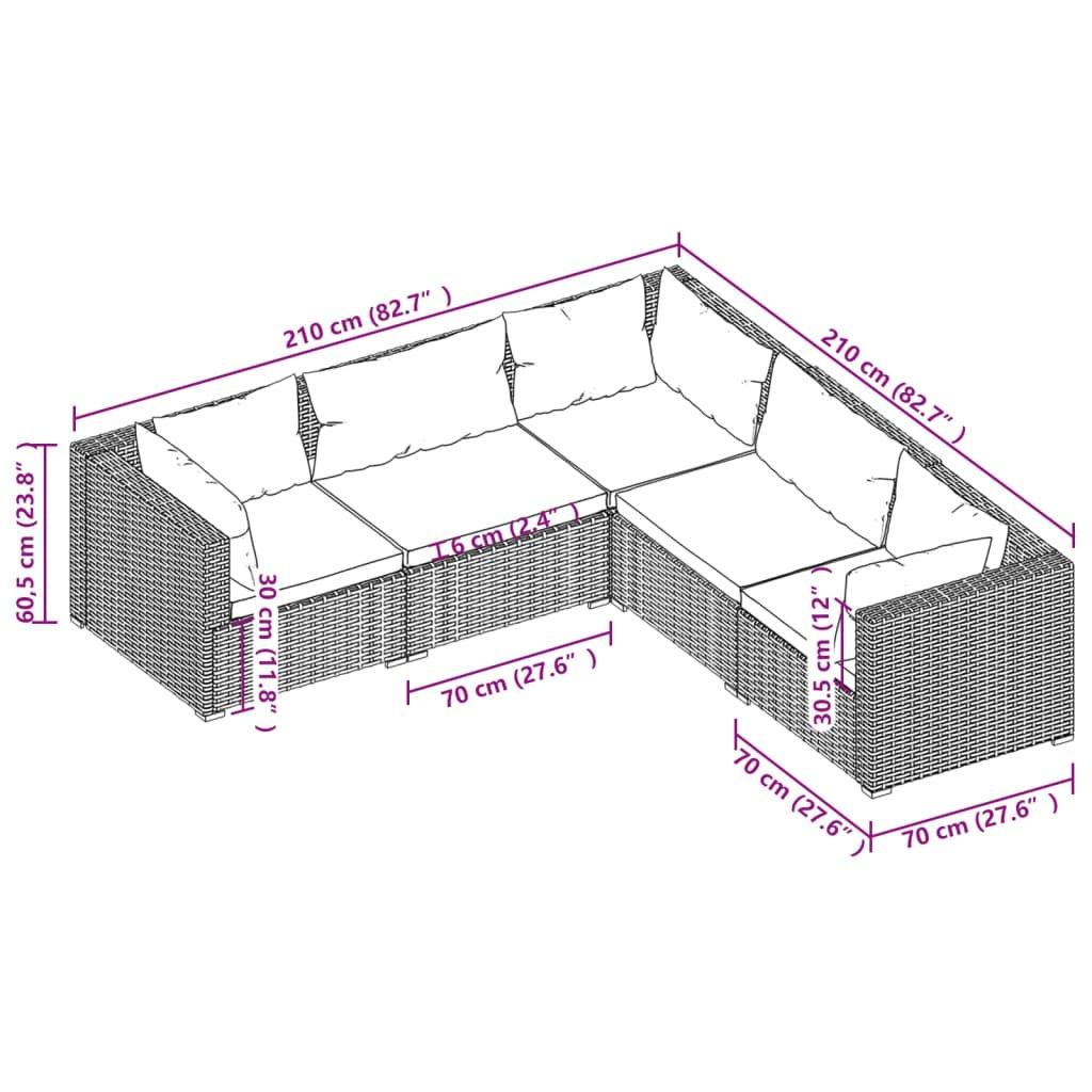 VidaXL set salotto da giardino Polirattan  