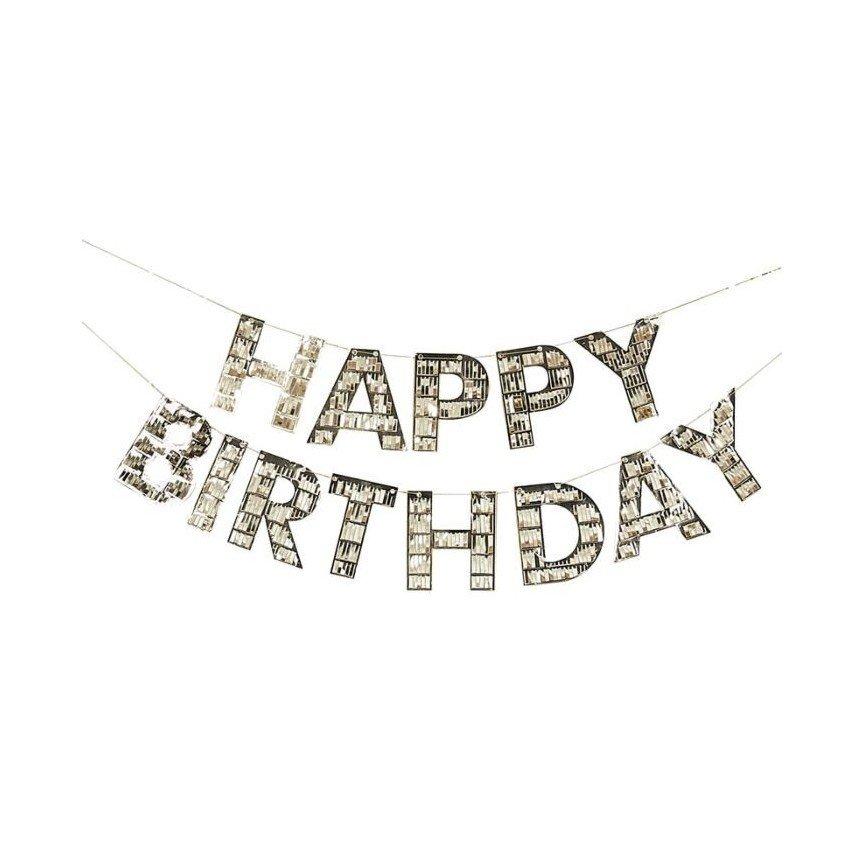 Image of Happy Birthday Girlande Mit Goldenen Fransenbuchstaben Unisex ONE SIZE