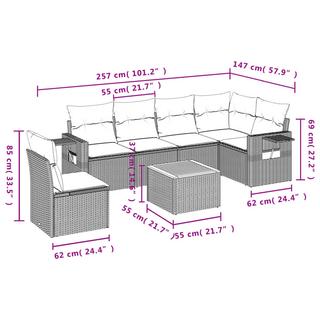 VidaXL Ensemble de canapés de jardin rotin synthétique  