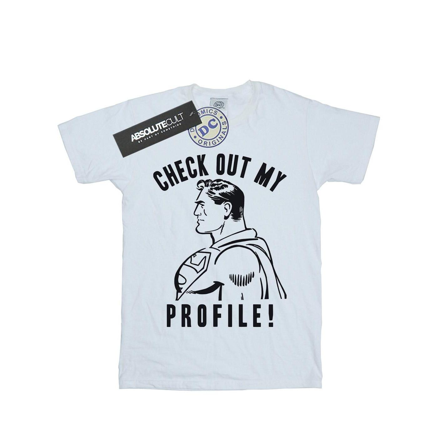 Image of Superman Check Out My Profile Tshirt Damen Weiss S