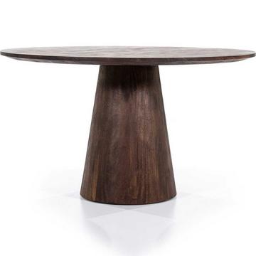 Table de salle à manger Aron ronde marron 130x130