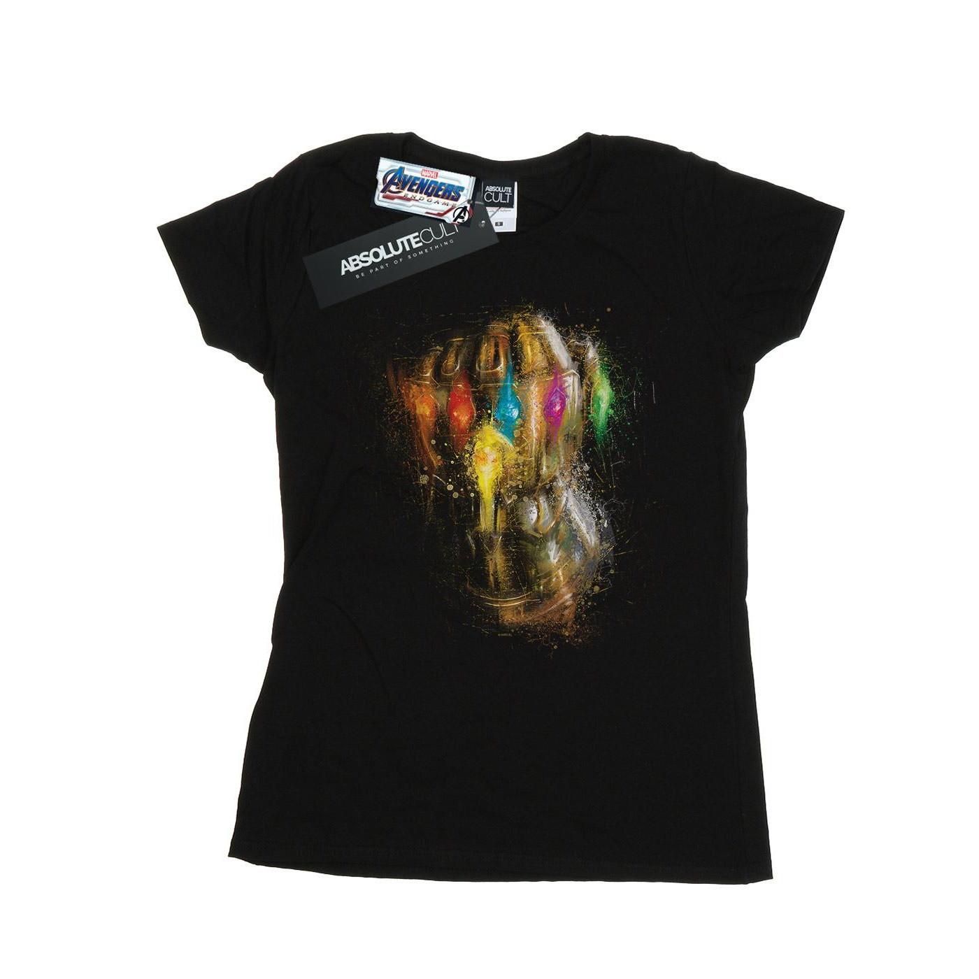 Image of Avengers Endgame Infinity Gauntlet Splatter Tshirt Damen Schwarz XL