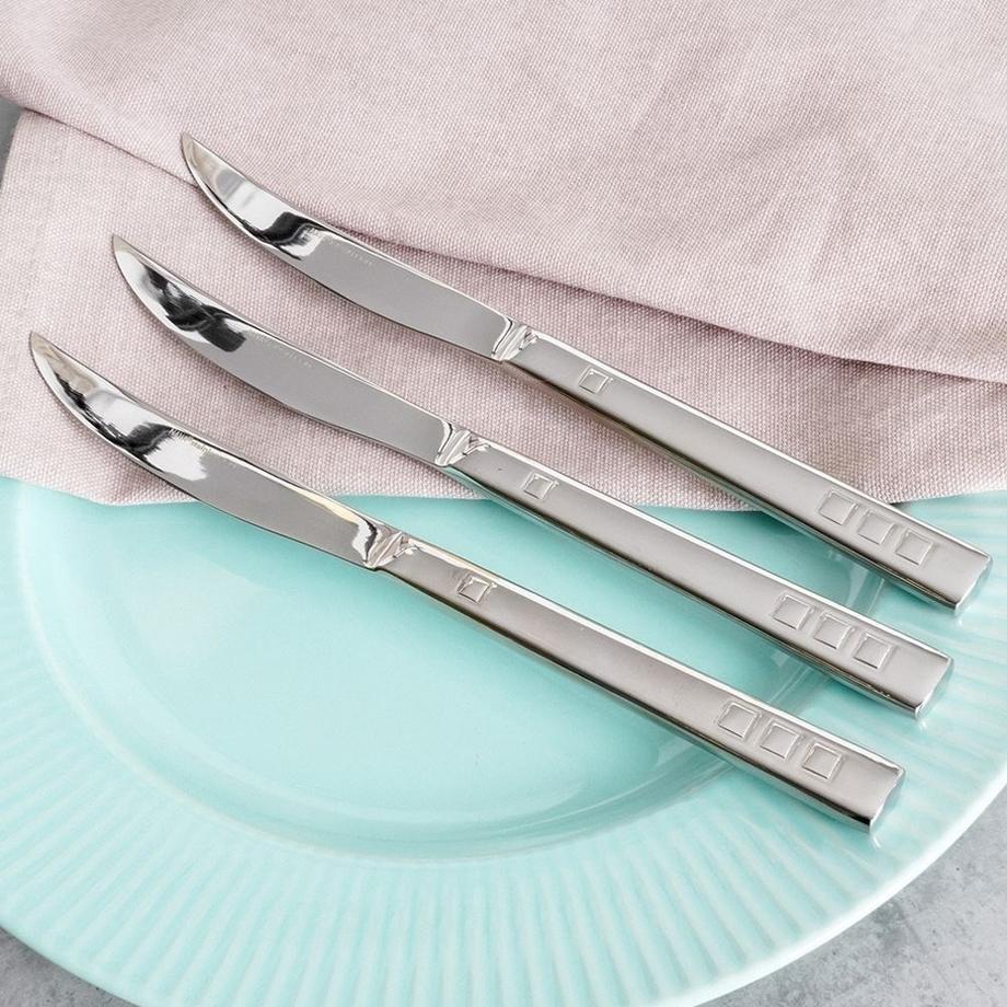 NAVA  Coffret de 3 couteaux de table en inox, lavables au lave-vaisselle 