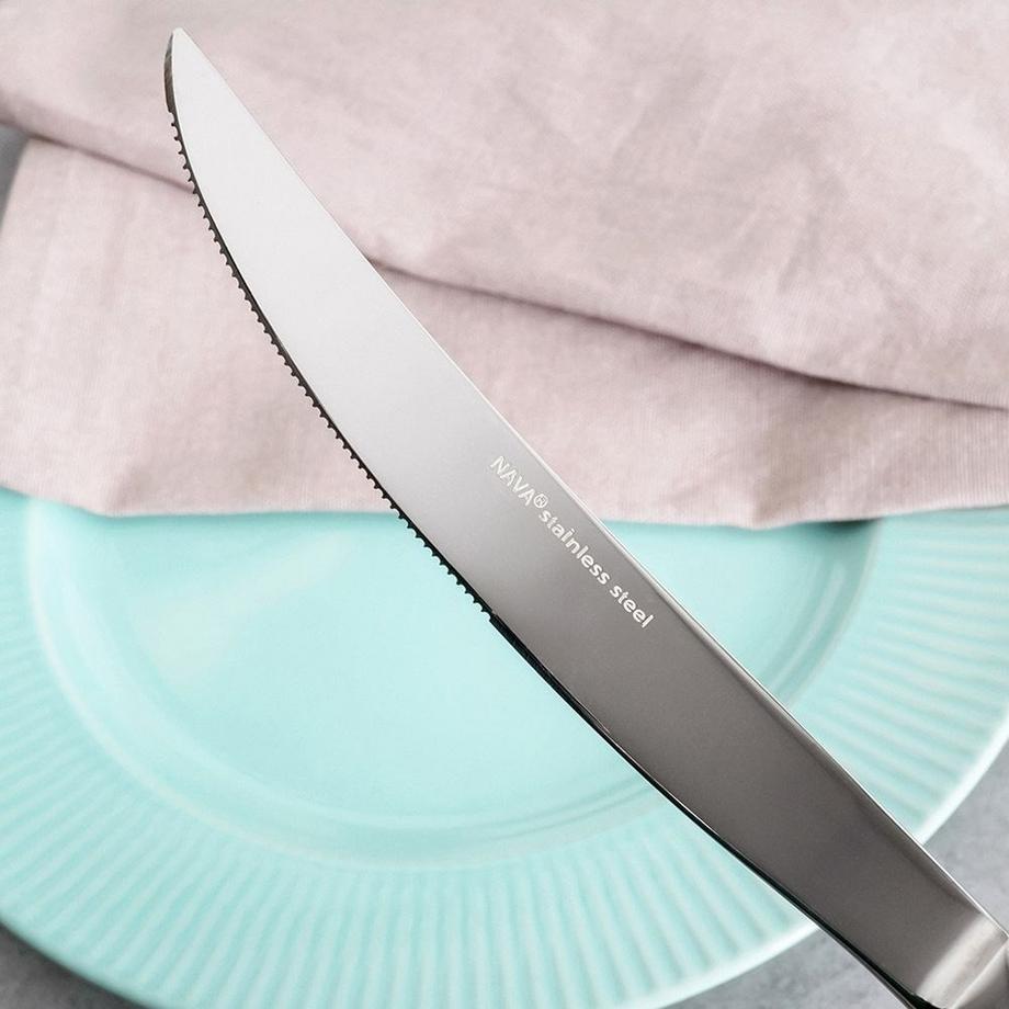 NAVA  Coffret de 3 couteaux de table en inox, lavables au lave-vaisselle 