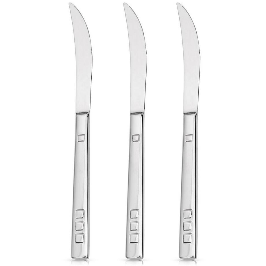 NAVA  Coffret de 3 couteaux de table en inox, lavables au lave-vaisselle 