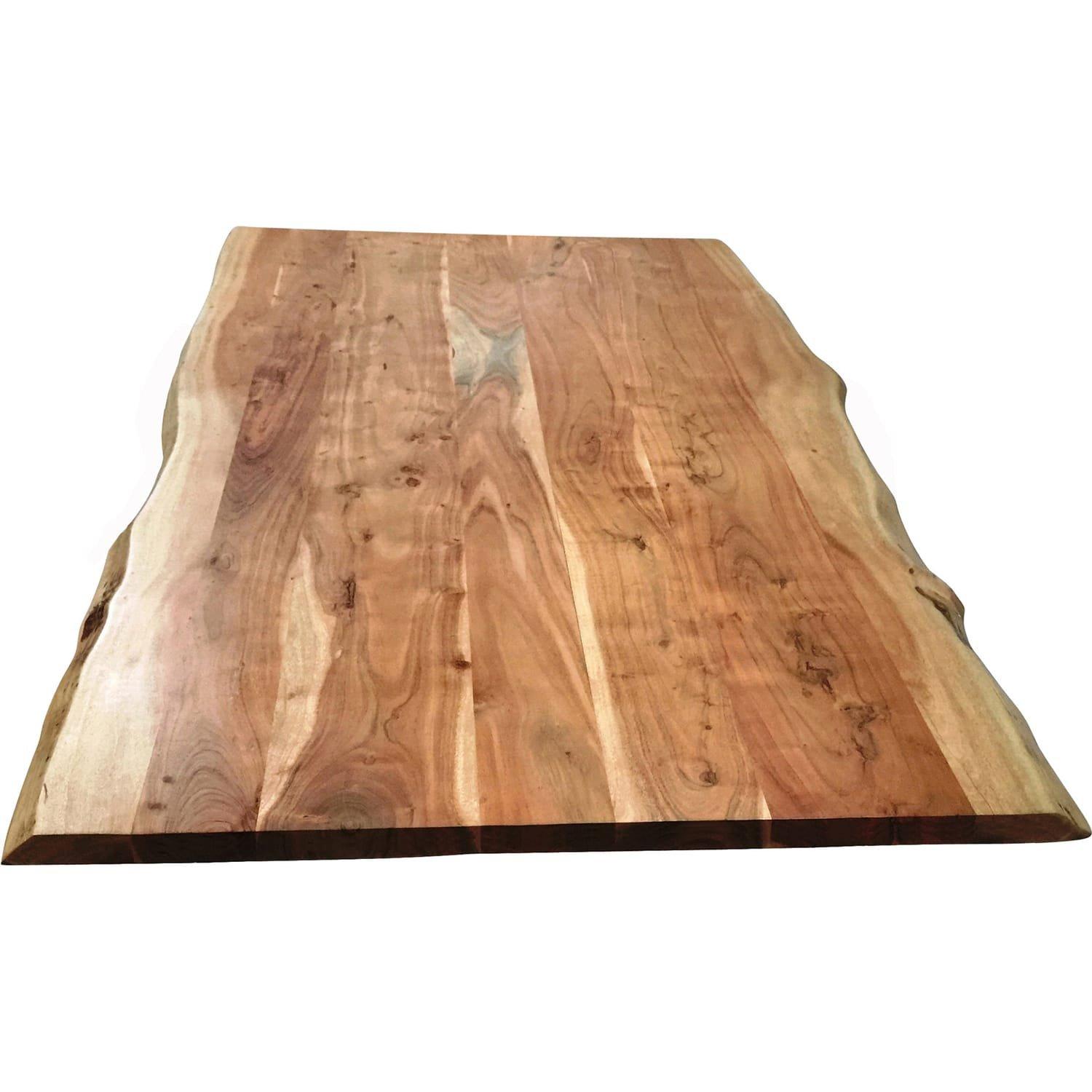 mutoni Table 200x100 cm - acacia naturel - métal brun antique - avec bordure d'arbre  