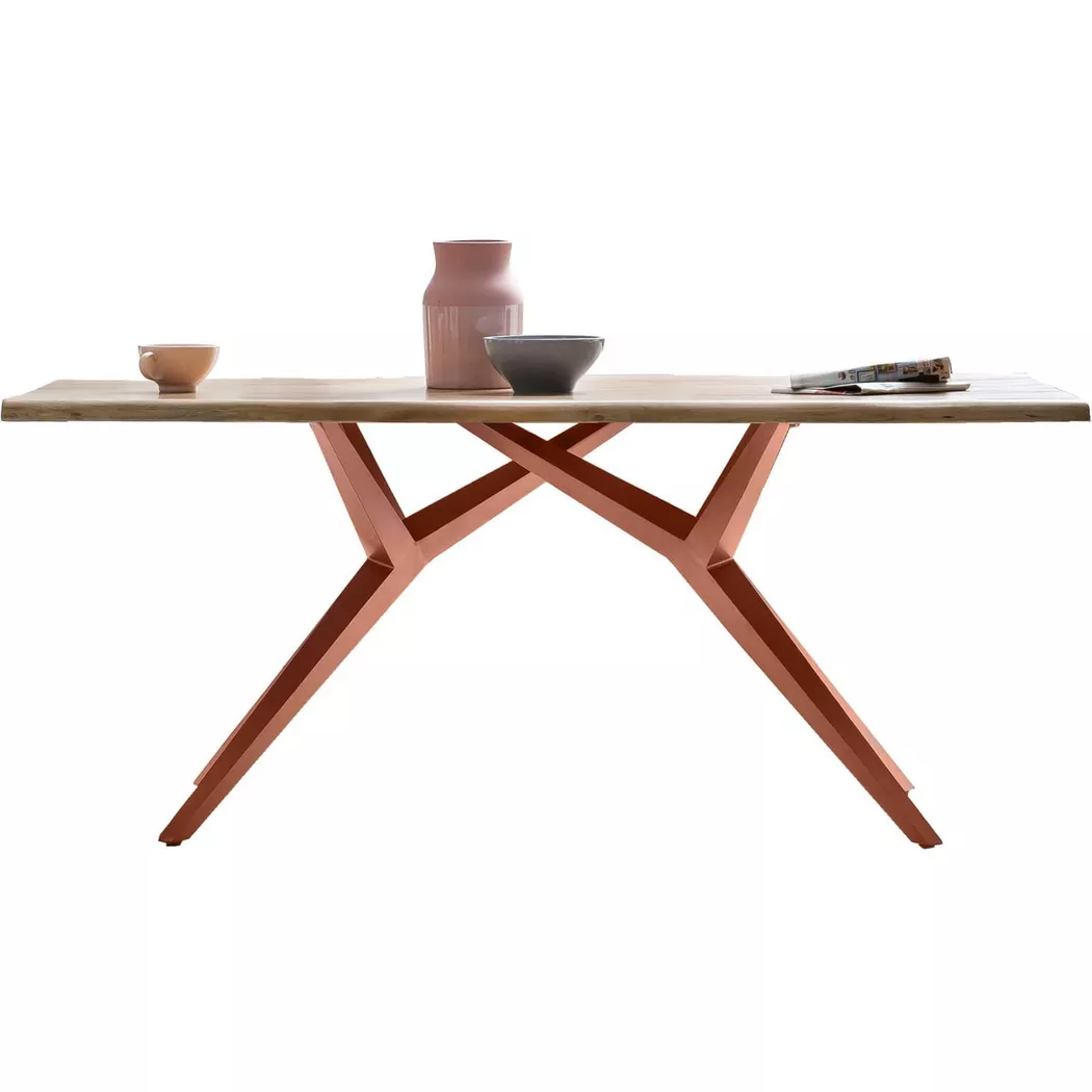 SIT Esstisch "Sofia mit Baumkante & extravagantem Metallgestell im Design-Mix" Baumkante wie gewachsen trifft auf extravagantes Metallgestell