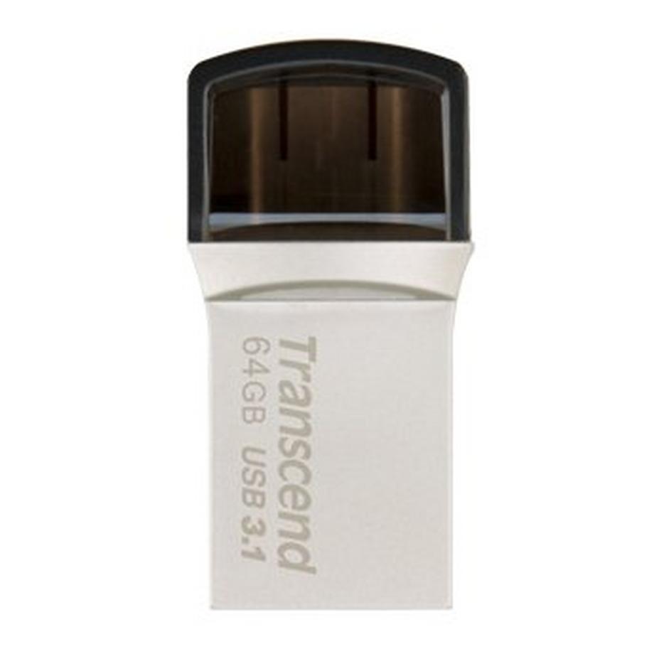 Transcend JetFlash 890 64GB USB-Stick USB Type-A / USB Type-C 3.2 Gen 1 (3.1 Gen 1) Schwarz, Silber