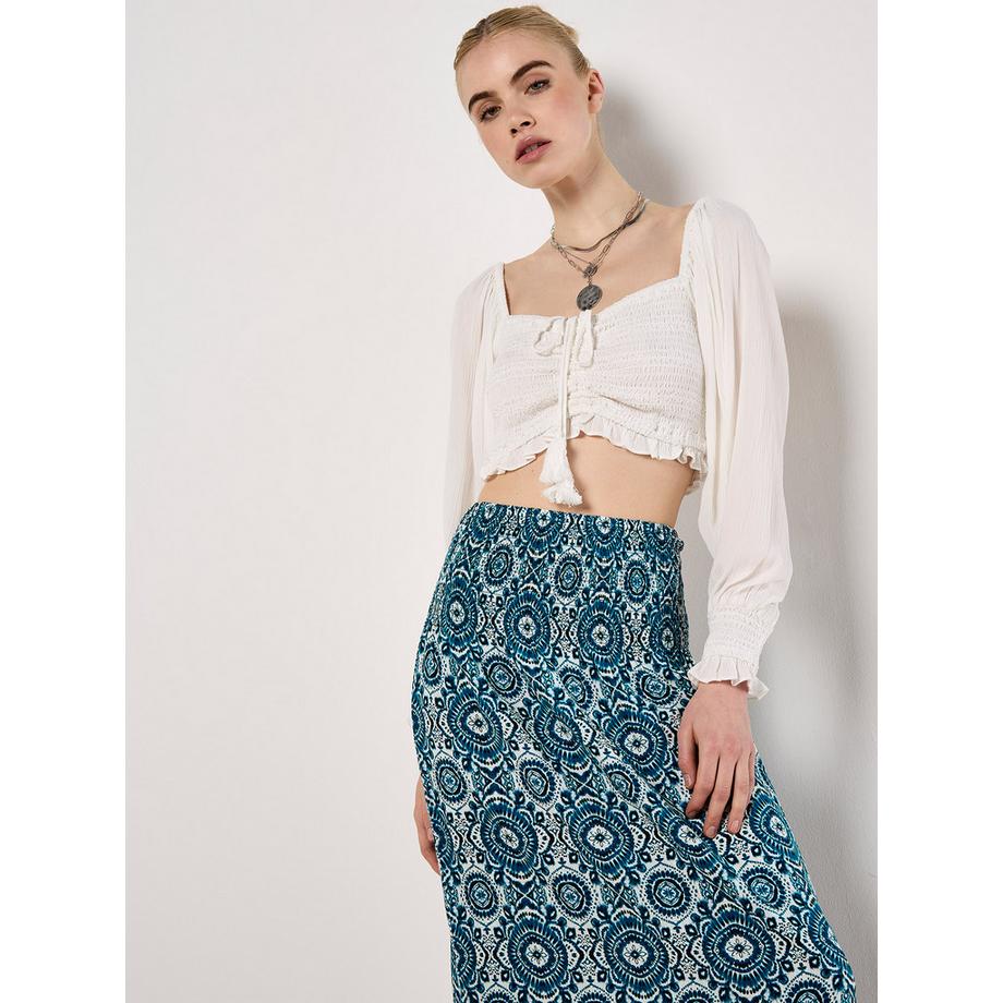 APRICOT Gesmokter Maxirock mit Batikdruck  