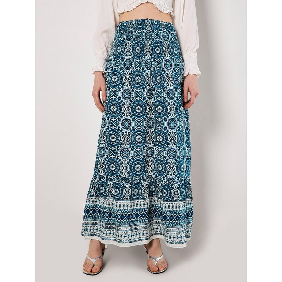 APRICOT Gesmokter Maxirock mit Batikdruck  