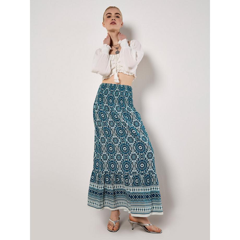 APRICOT Gesmokter Maxirock mit Batikdruck  