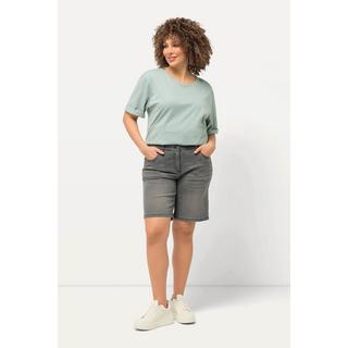 Ulla Popken  Bermuda en jean Mandy, coupe 5 poches et taille confortable 