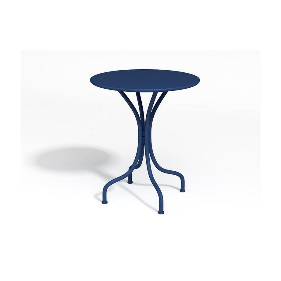 Vente-unique Salle à manger de jardin en métal - une table D.60cm et 2 chaises empilables - Bleu nuit - MIRMANDE de MYLIA  
