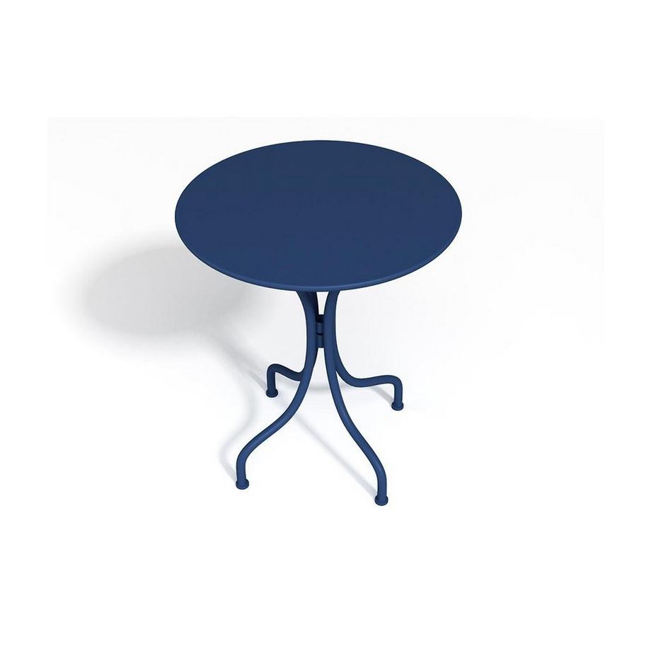 Vente-unique Salle à manger de jardin en métal - une table D.60cm et 2 chaises empilables - Bleu nuit - MIRMANDE de MYLIA  