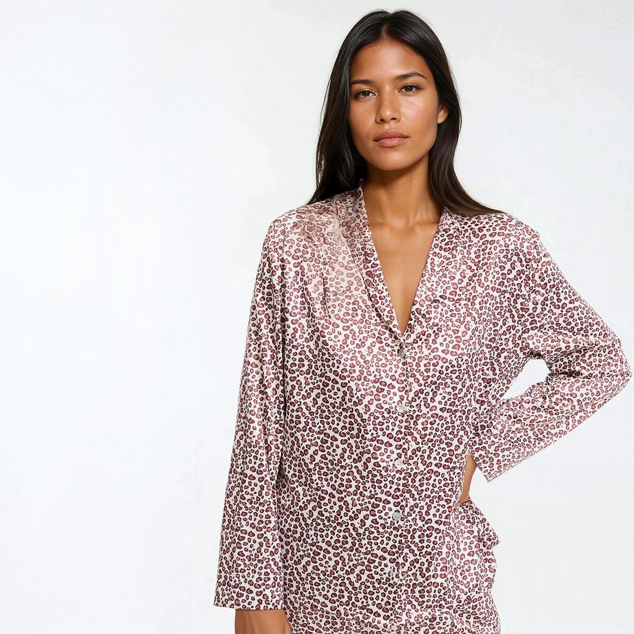 La Redoute Collections Pyjama en satin imprimé animalier  