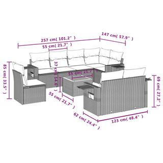 VidaXL Ensemble de canapés de jardin rotin synthétique  