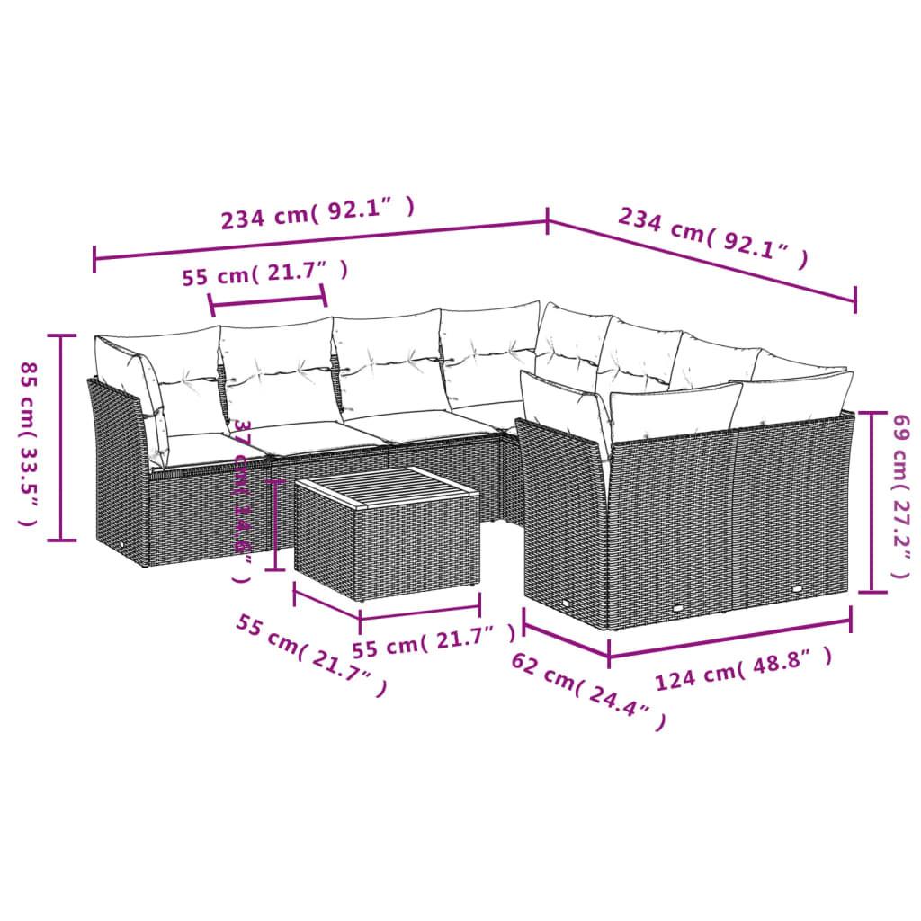 VidaXL Ensemble de canapés de jardin rotin synthétique  