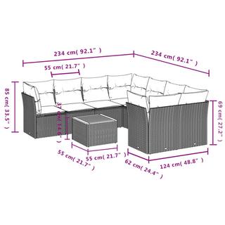 VidaXL Ensemble de canapés de jardin rotin synthétique  