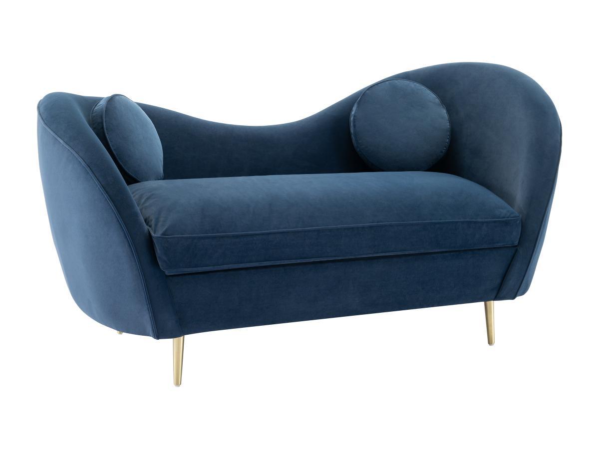 Vente-unique Sofa 2-Sitzer - Samt - Blau - ORMARA  