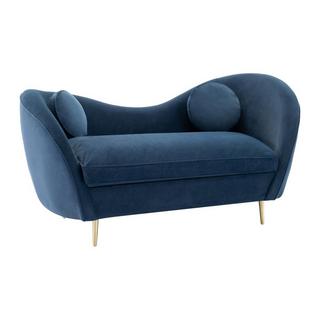 Vente-unique Sofa 2-Sitzer - Samt - Blau - ORMARA  