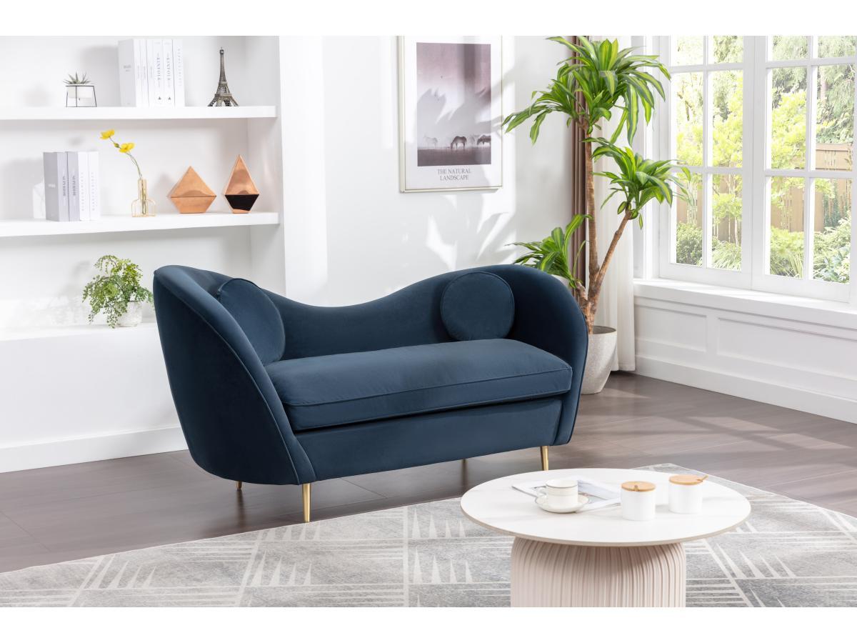 Vente-unique Sofa 2-Sitzer - Samt - Blau - ORMARA  