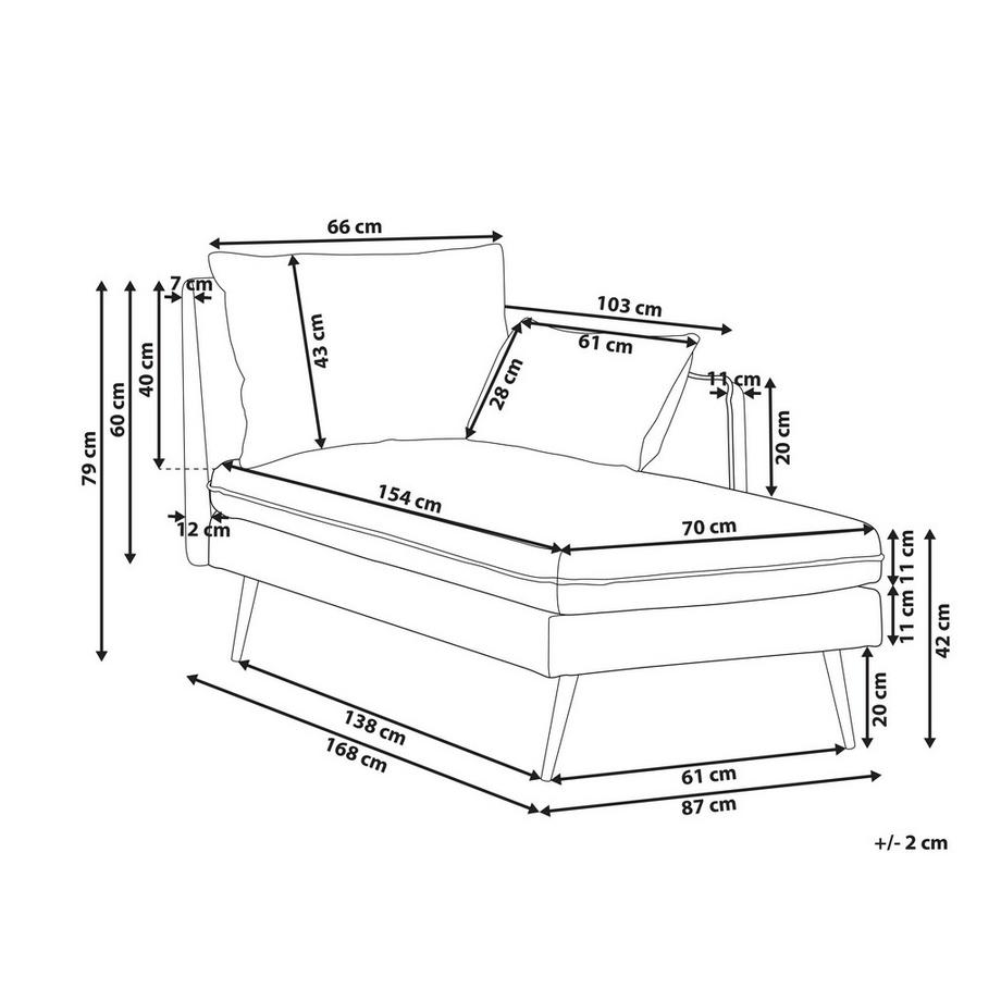 Beliani Linksseitige Chaiselongue aus Stoff Minimalistisch YERRES  
