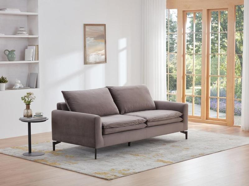 Vente-unique Sofa 3-Sitzer - Samt - Taupe - ISENA  