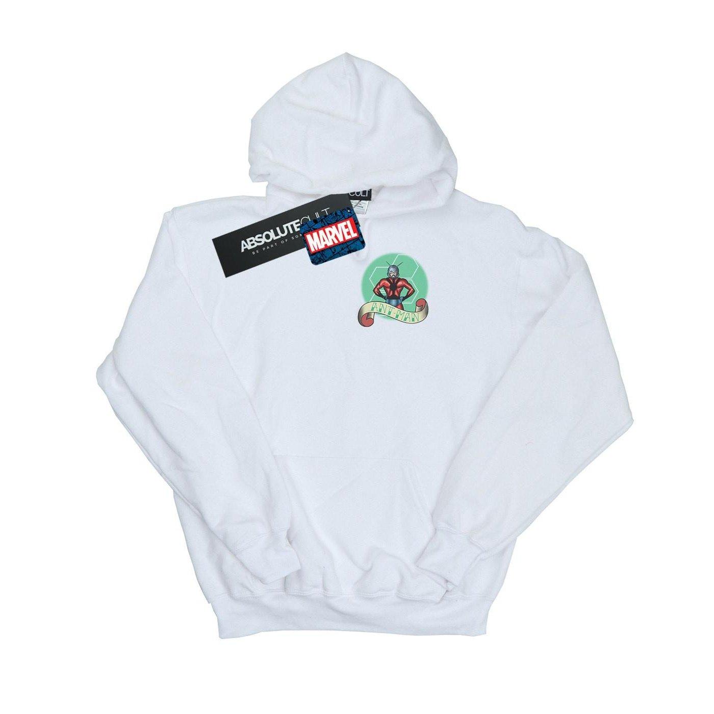 Image of Antman Tattoo Breast Print Kapuzenpullover Unisex Weiss 152-158