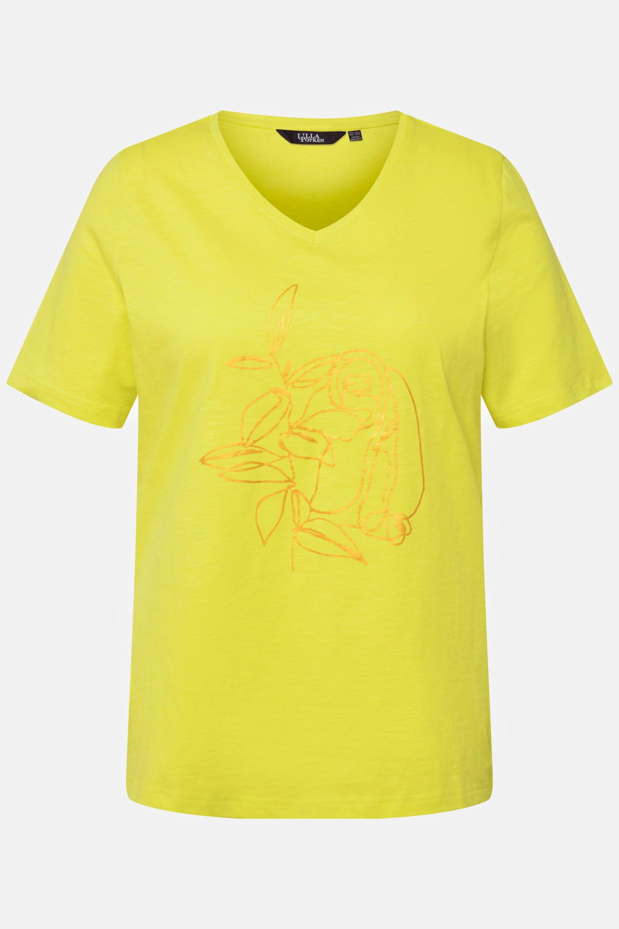 Ulla Popken  T-shirt classica con design con animali, scollo a V e mezze maniche 