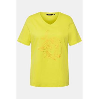 Ulla Popken  T-Shirt, Tiermotiv, Classic, V-Ausschnitt, Halbarm 