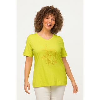 Ulla Popken  T-shirt classica con design con animali, scollo a V e mezze maniche 