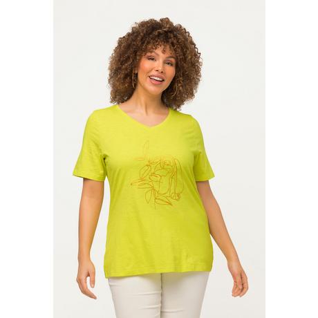 Ulla Popken  T-shirt classica con design con animali, scollo a V e mezze maniche 