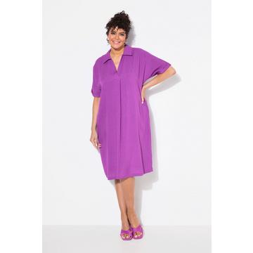 Abito mini dal taglio oversize con collo da camicia, scollo a V e mezze maniche