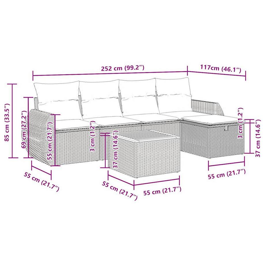 VidaXL Gartensofa set poly-rattan  