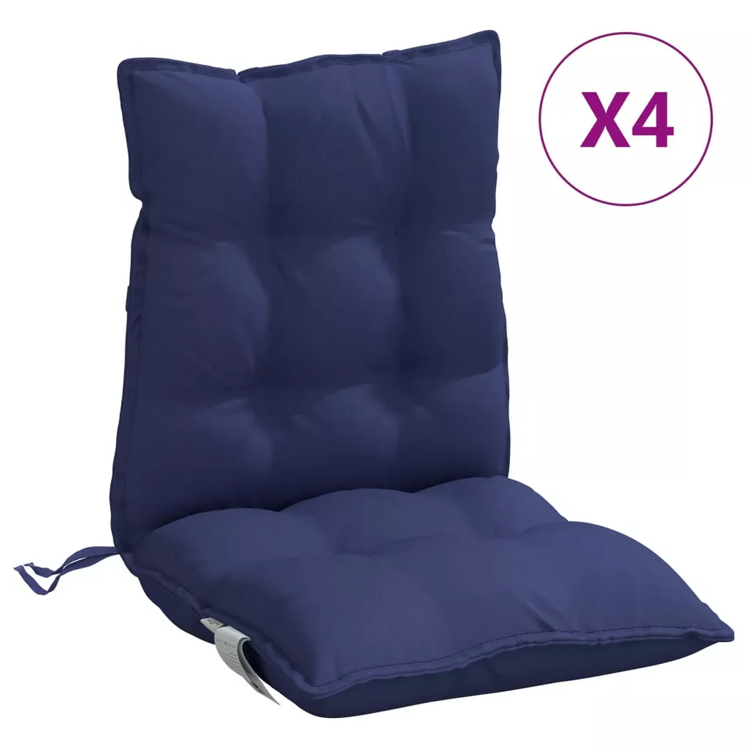 VidaXL - Coussin de chaise à dossier bas tissu, One Size, Bleu