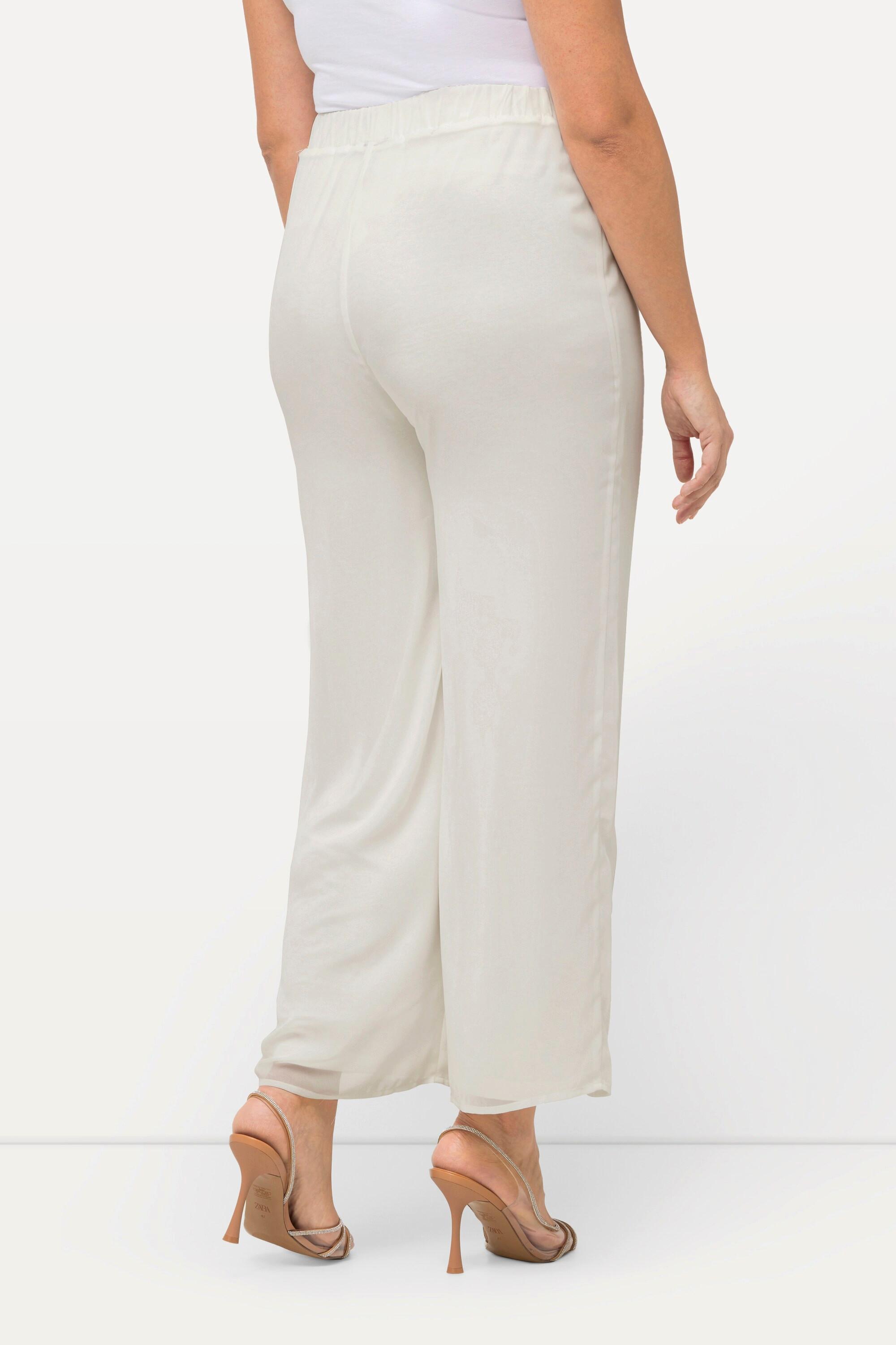 Ulla Popken  Pantalon double épaisseur, jersey et doublure en mousseline. Jambe large et taille élastique. 