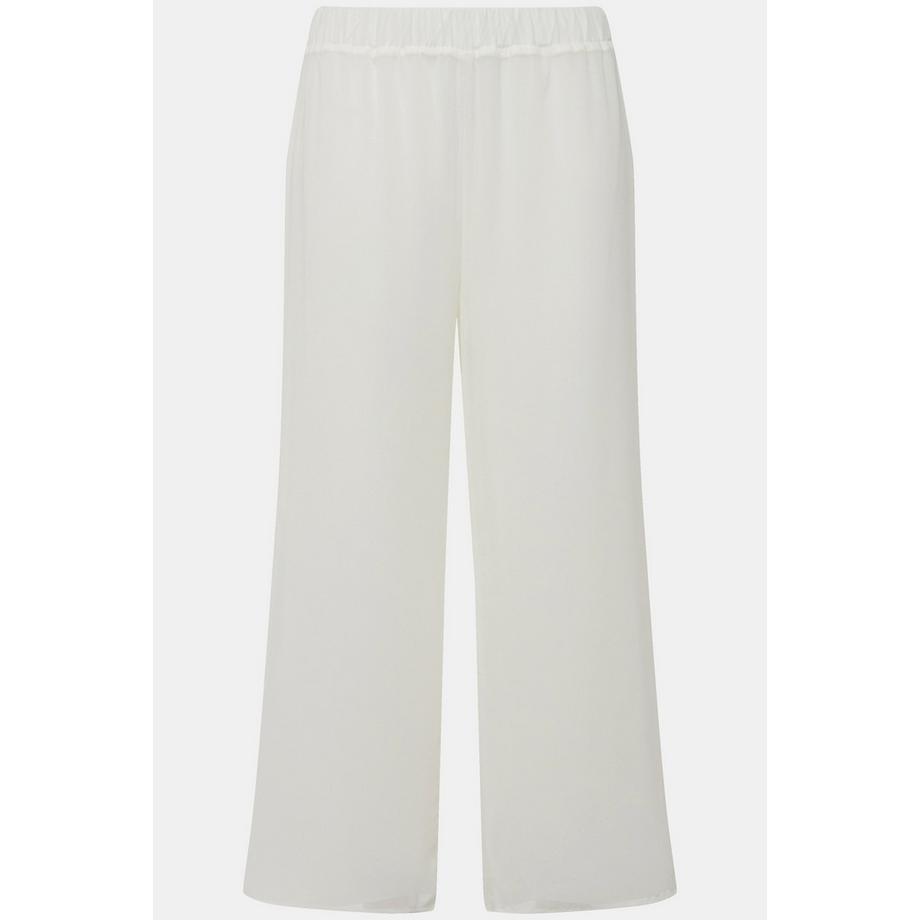 Ulla Popken Pantalon Chiffon Double Epaisseur Jambe Large Taille Elastique  