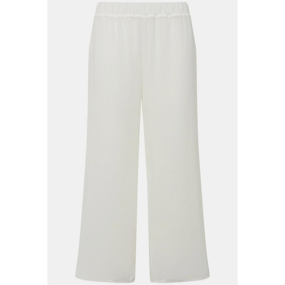 Ulla Popken Pantalon Chiffon Double Epaisseur Jambe Large Taille Elastique  