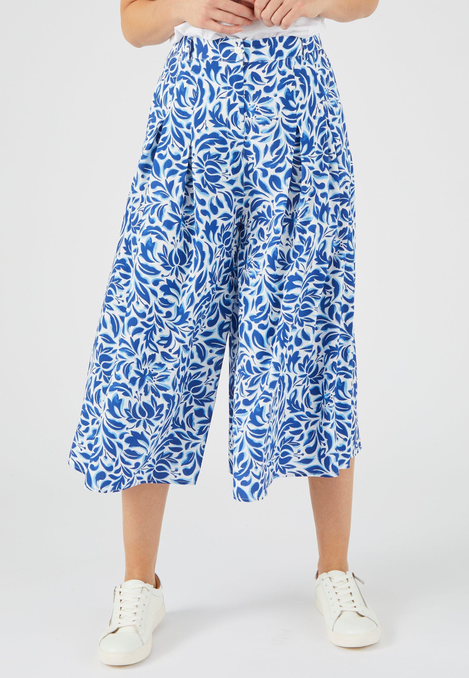 Image of Hosenrock, Bund Mit Gürtelschlaufen, 100 % Viskose. Damen Blau 48
