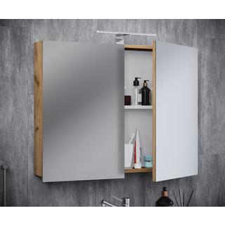 VCM Badschrank zeitlos | Maße ca. H. 59 x B. 60 x T. 12 cm | Zwei Drehtüren | Spiegelschrank - Badinos 59 x 60 cm  