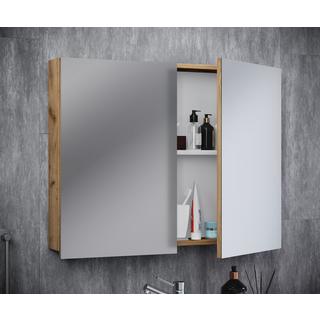 VCM Badschrank zeitlos | Maße ca. H. 59 x B. 60 x T. 12 cm | Zwei Drehtüren | Spiegelschrank - Badinos 59 x 60 cm  