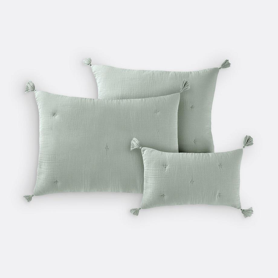 Gesteppter Kissenbezug aus Baumwollgaze