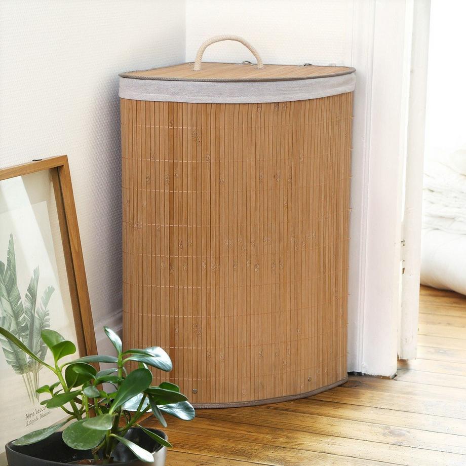 Calicosy Cesto portabiancheria angolare in bambù - H60 cm  