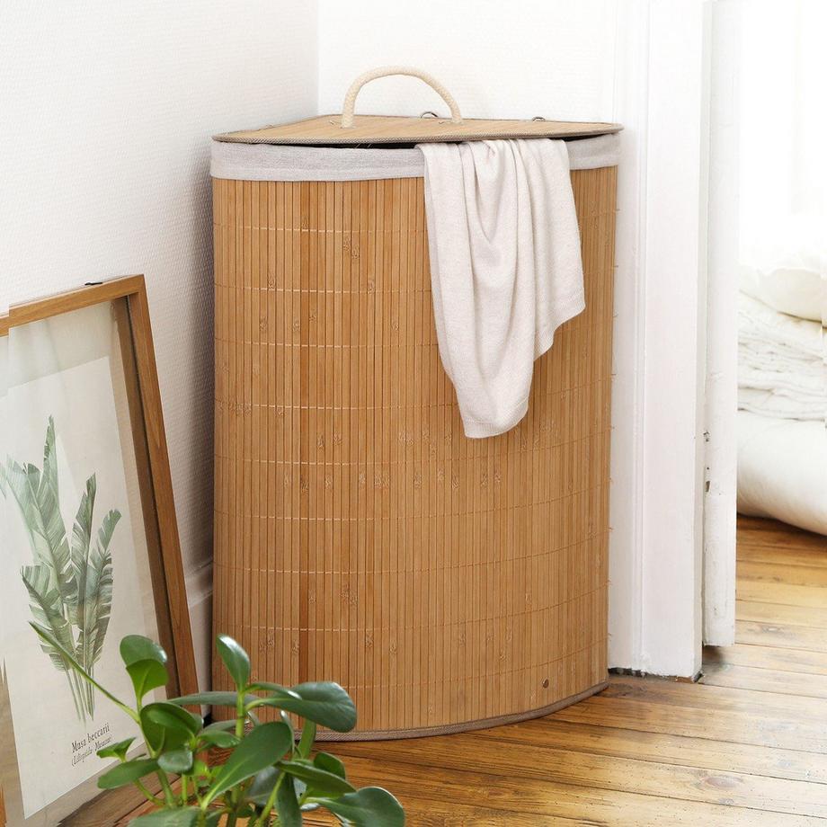 Calicosy Cesto portabiancheria angolare in bambù - H60 cm  